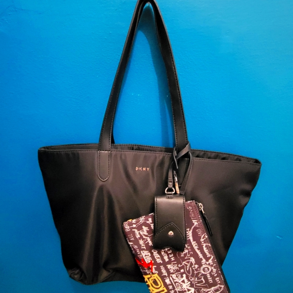 DKNY tote with wristlet and pepper spray holder